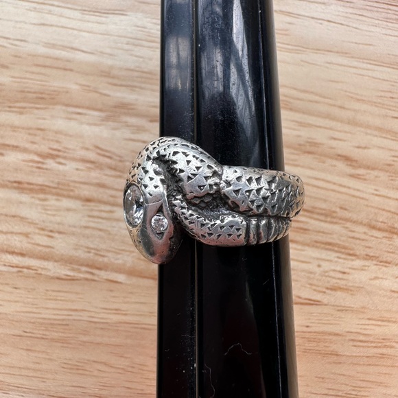 One of a Kind Vintage Sterling Silver Snake Ring with Round CZ Center size 9.5 - Picture 10 of 10